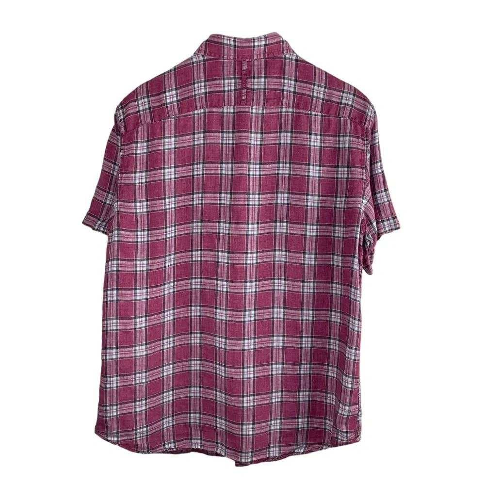 Banana Republic | Red Plaid Camden Standard Fit Linen Shirt